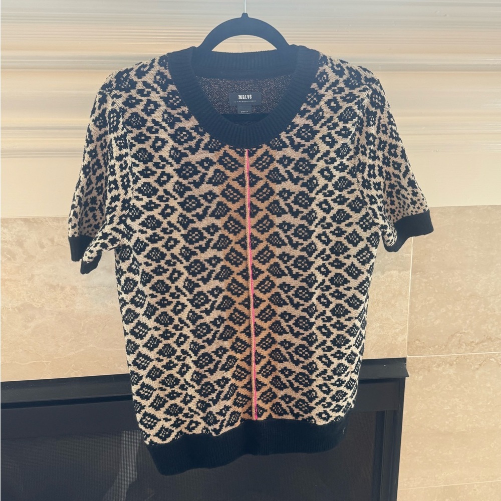 Anthropologie Maeve Black and Cream Knit Top